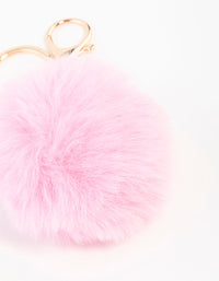 White Pom Pom Fabric Keychain - link has visual effect only