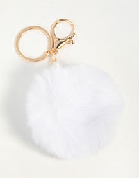 Pink Pom Pom Fabric Keychain - link has visual effect only