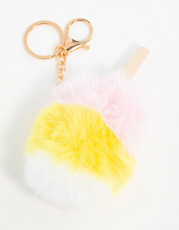 Yellow, Pink & White Ice Cream Keychain