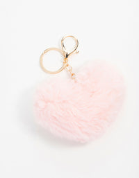 Pink Fabric Heart  Keychain - link has visual effect only