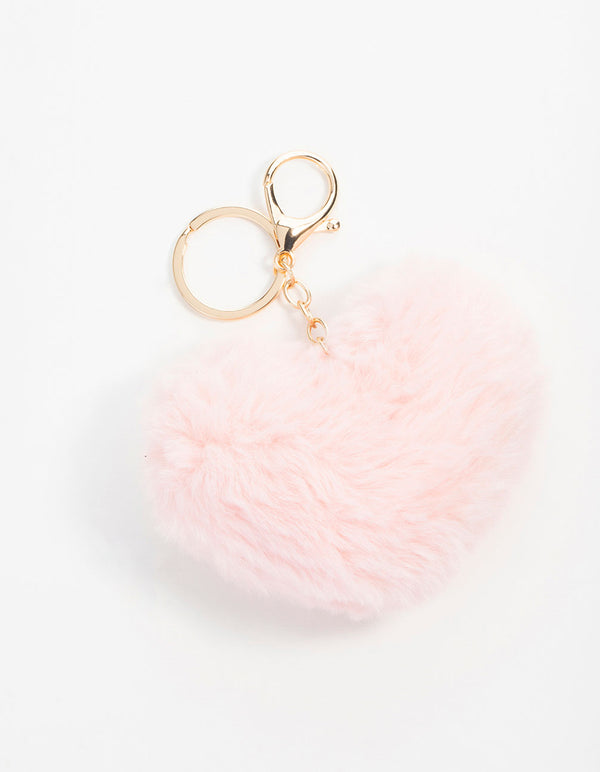 Pink Fabric Heart  Keychain