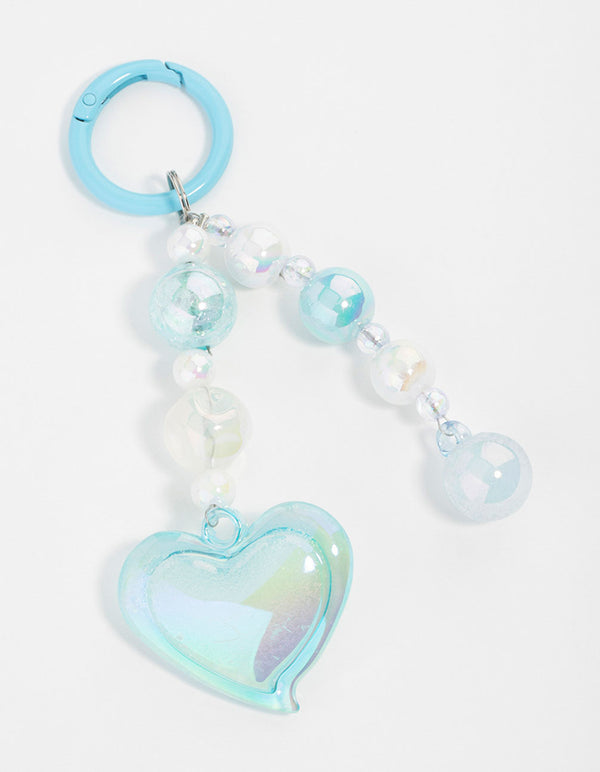 Blue Plastic Large Heart Keychain