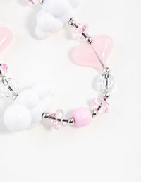 Pink & White Cloud Heart Keychain - link has visual effect only