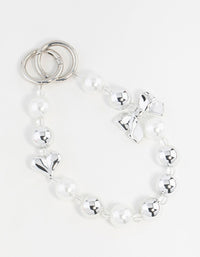 Bow & Pearl Heart Keychain - link has visual effect only