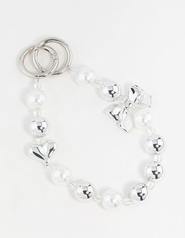 Bow & Pearl Heart Keychain