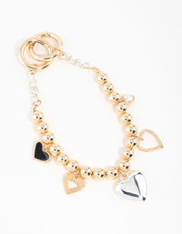 Mixed Metals Hearts Charm Keychain - link has visual effect only