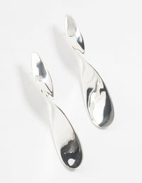 Silver Smooth Twisted Drop Earrings - link has visual effect only