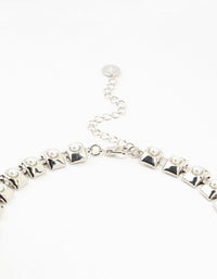 Large Rhodium Pearl Chain Short Necklace - link has visual effect only