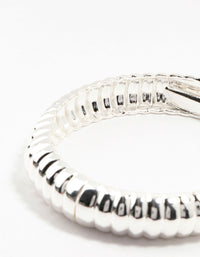 Small Silver Ribbed Wrist Cuff - link has visual effect only