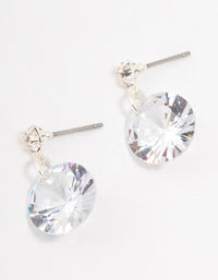 Large Cubic Zirconia Silver Drop Earrings - link has visual effect only