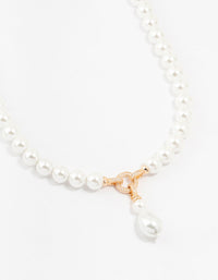 Pearl Gold Cubic Zirconia Short Necklace - link has visual effect only