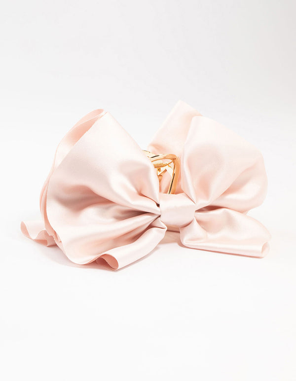 Large Pink Bows Gold Claw Clip