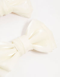 Cream Mini Fabric Bow Tie Hair Clips 2-Pack - link has visual effect only