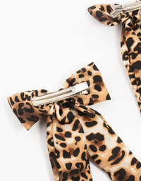 Medium Leopard Print Fabric Bow Clips 2-Pack - link has visual effect only