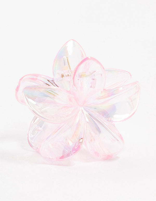 Pink Plastic Frangipani Claw Clip