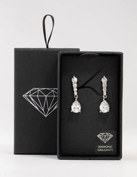 Rhodium Cubic Zirconia Drop Earrings - link has visual effect only