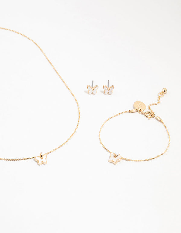 Kids Gold Butterfly Jewellery Set