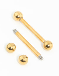 Gold Plated Surgical Steel Plain Ball Nipple Bars 2-Pack - link has visual effect only