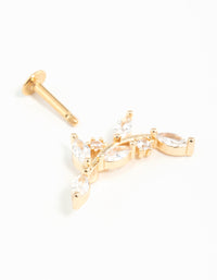 Gold Plated Surgical Steel Curved Vine Single Flat Back - link has visual effect only