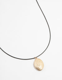 Worn Gold Locket Cord Necklace - link has visual effect only