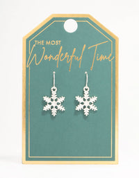 Small Diamante Snowflake Silver Drop Earrings - link has visual effect only