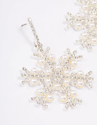 Silver Pearl & Diamante Snowflake Earrings - link has visual effect only