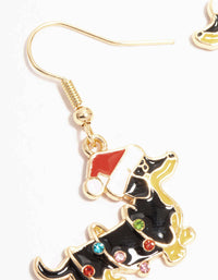 Black Dachshund Dog Gold Drop Earrings - link has visual effect only