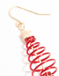 Red & Gold Spiral Tree Drop Earrings - link has visual effect only