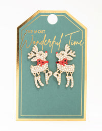 Diamante Reindeer Gold Earrings - link has visual effect only