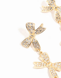 Gold Diamante Bows Drop Earrings - link has visual effect only