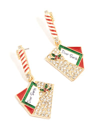 Santa Letter Gold Drop Earrings - link has visual effect only