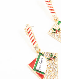 Santa Letter Gold Drop Earrings - link has visual effect only