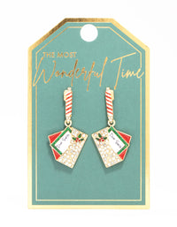 Santa Letter Gold Drop Earrings - link has visual effect only