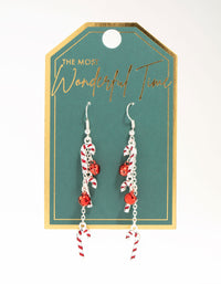 Rhodium Candy Canes & Bells Drop Earrings - link has visual effect only