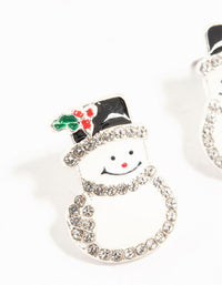 Diamante Snowman Silver Earrings - link has visual effect only