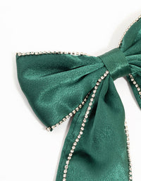 Green Fabric Diamante Cup Chain Bow Clip - link has visual effect only