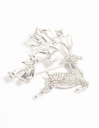 Rhodium Diamante Reindeer Brooch - link has visual effect only