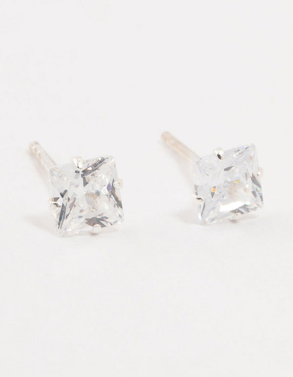 Cubic Zirconia Sterling Silver Stud Earrings