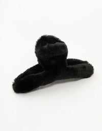 Large Fluffy Black Hair Claw Clip - link has visual effect only