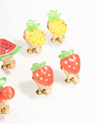 Gold Fruit Salad Clip On Earrings 5-Pack - link has visual effect only