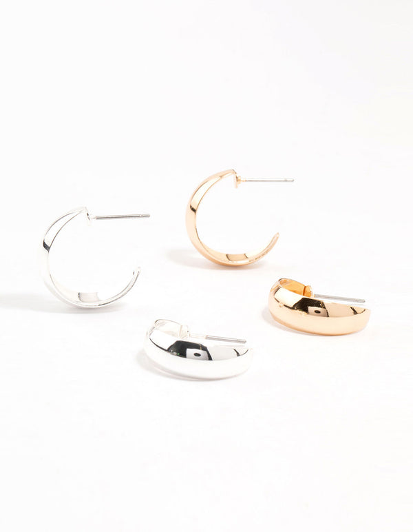 Mixed Metals Holographic Hoop Earrings 2-Pack