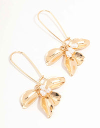 Gold Petal Pearl Large Fish Hook Earrings - link has visual effect only