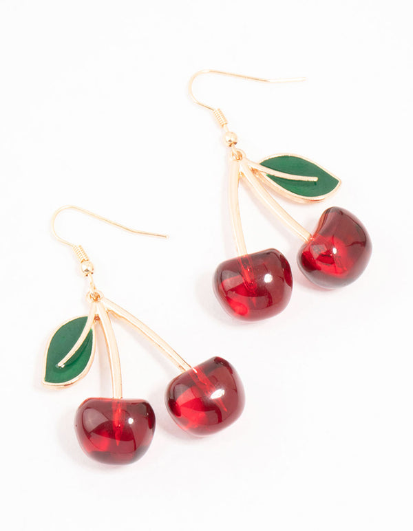 Cherry Leaf Acrylic Drop Earrings