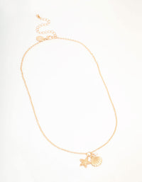 Gold Clam Shell & Starfish Necklace - link has visual effect only