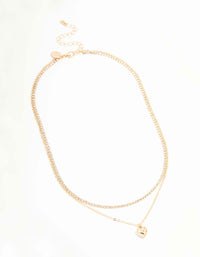 Gold Diamante & Puffy Heart Layered Necklace - link has visual effect only