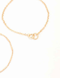 Gold Linked Circle & Chain Bracelets 2-Pack - link has visual effect only