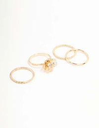 Gold Diamante Wire Flower Rings 3-Pack - link has visual effect only