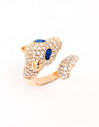 Gold Wrapped Diamante Panther Ring - link has visual effect only