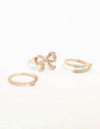 Rose Gold Precious Bow Rings 3-Pack - link has visual effect only