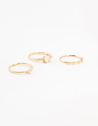 Gold Plated Elegant Pear Stacking Rings 3-Pack - link has visual effect only